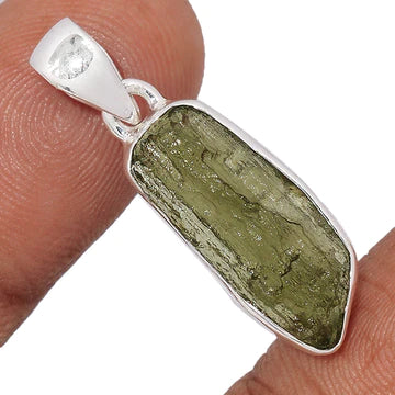 Greyish Green Moldavite Stone necklace main piece