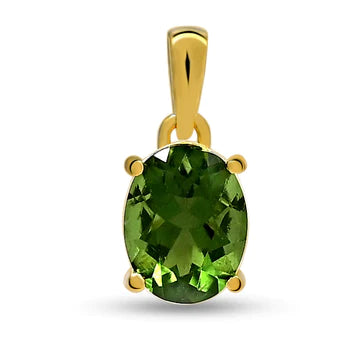 Gold Pendant with Green Stone (Moldavite)