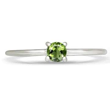 Round Moldavite Ring in Sliver