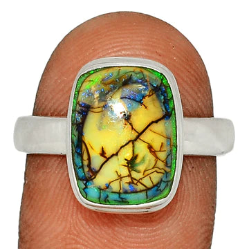 Sterling Opal Ring in Circular Oval